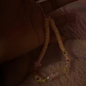 Pink and yellow phone chain